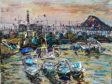 Paisajes Painting - puerto pesquero 2 paisaje de china